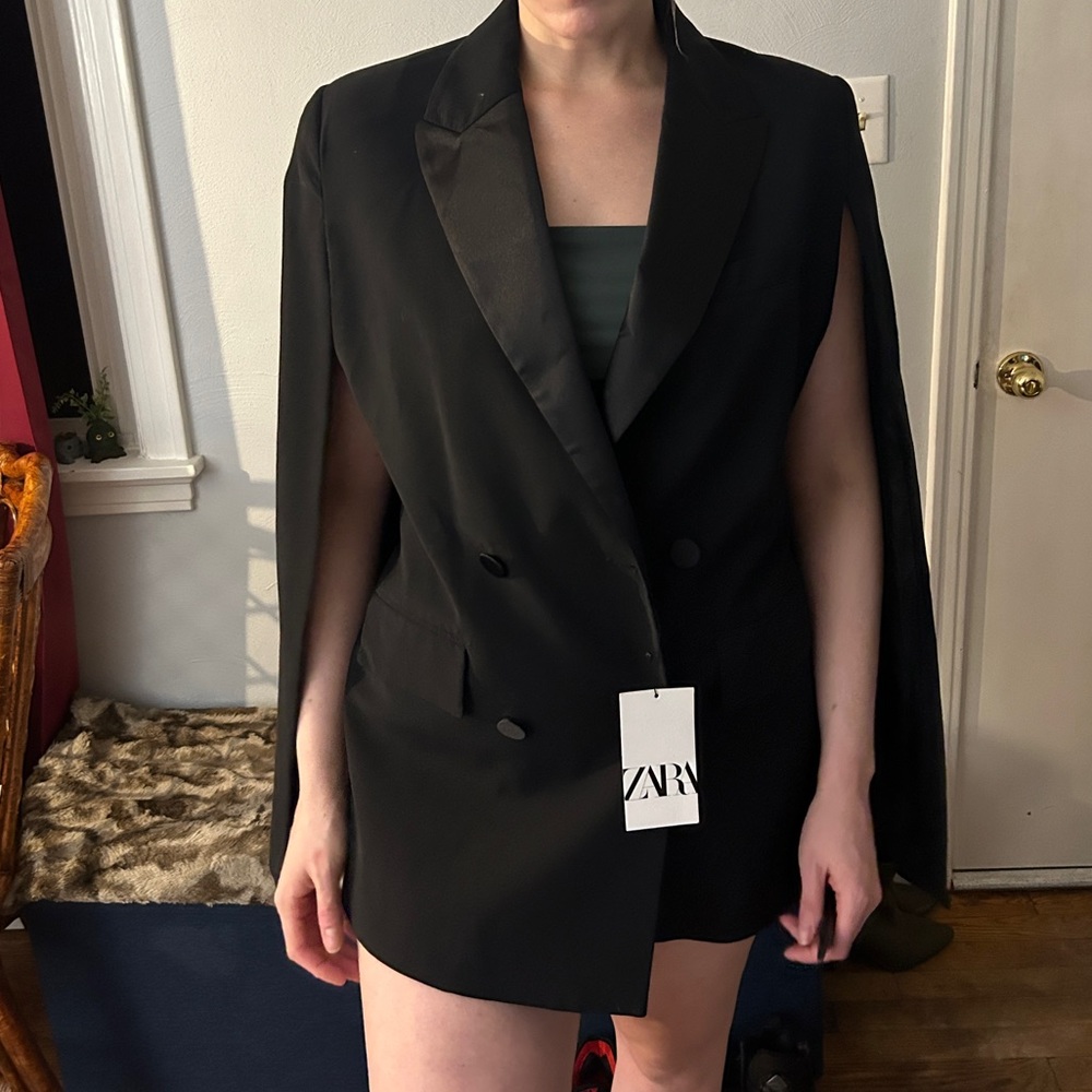 ZARA black cape dress blazer. NWT.